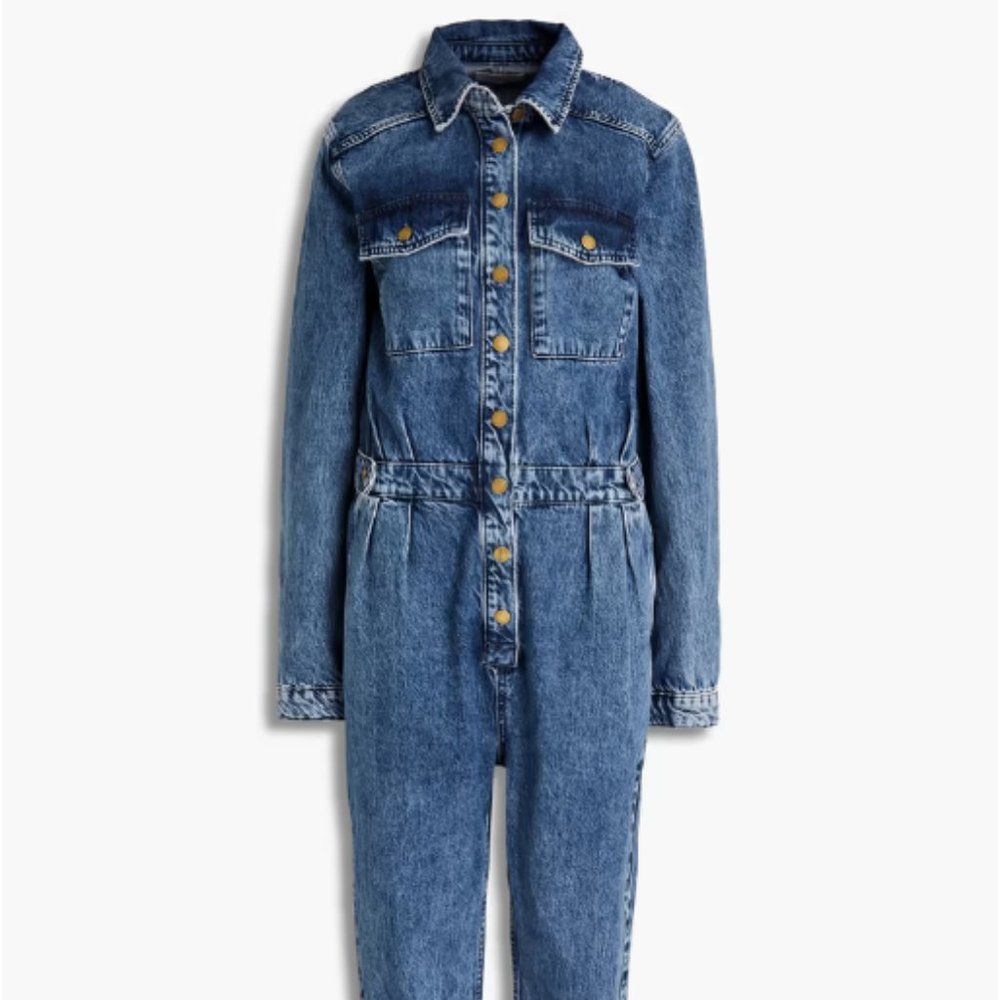 *NWT* TRIARCHY Pleated faded denim jumpsuit
